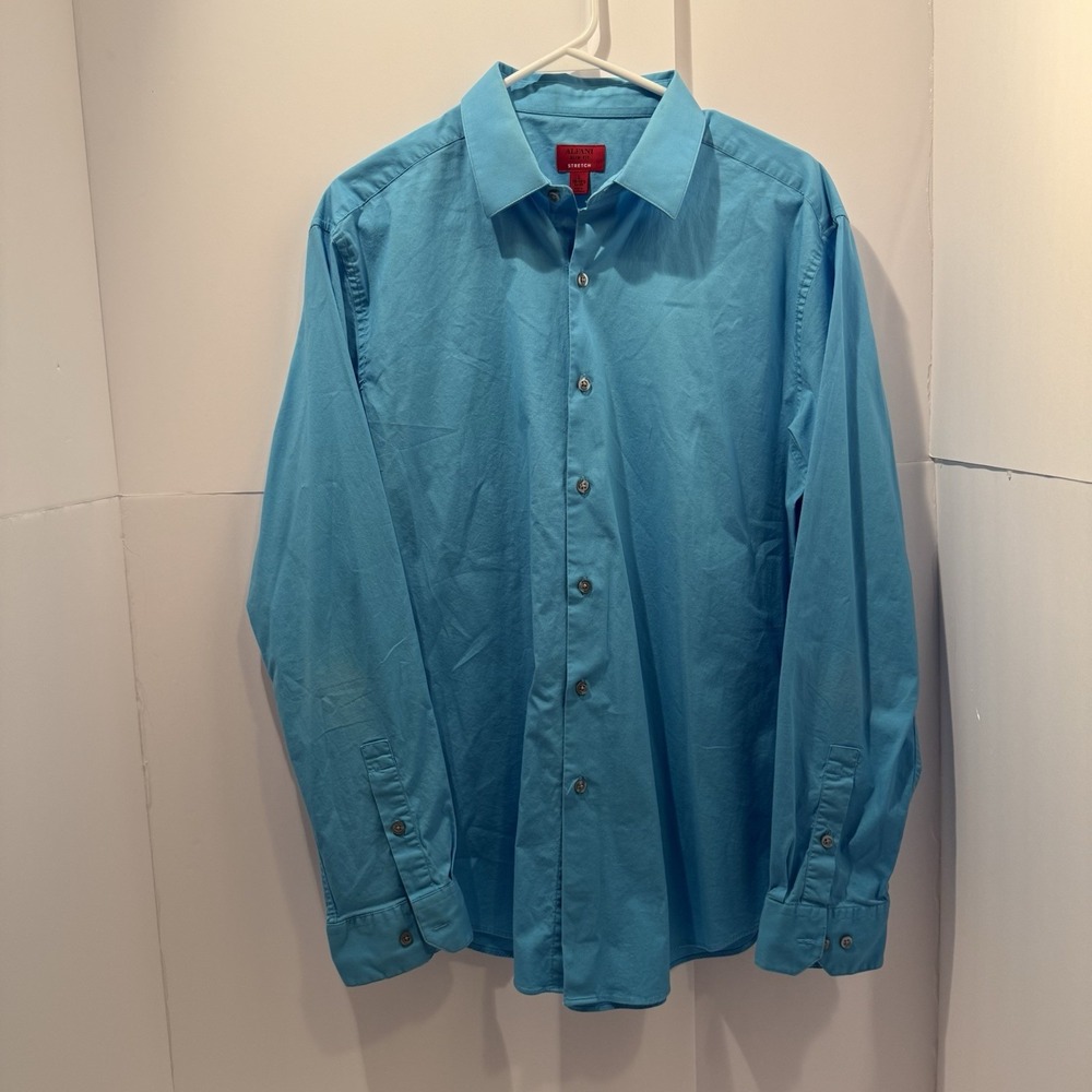 Alfani Men's Slim Fit Dress Shirt , Teal blue, 16-16 1/2 large